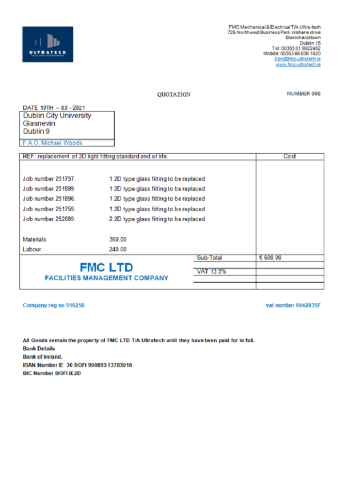Ireland Ultratech Pvt Ltd invoice PSD template